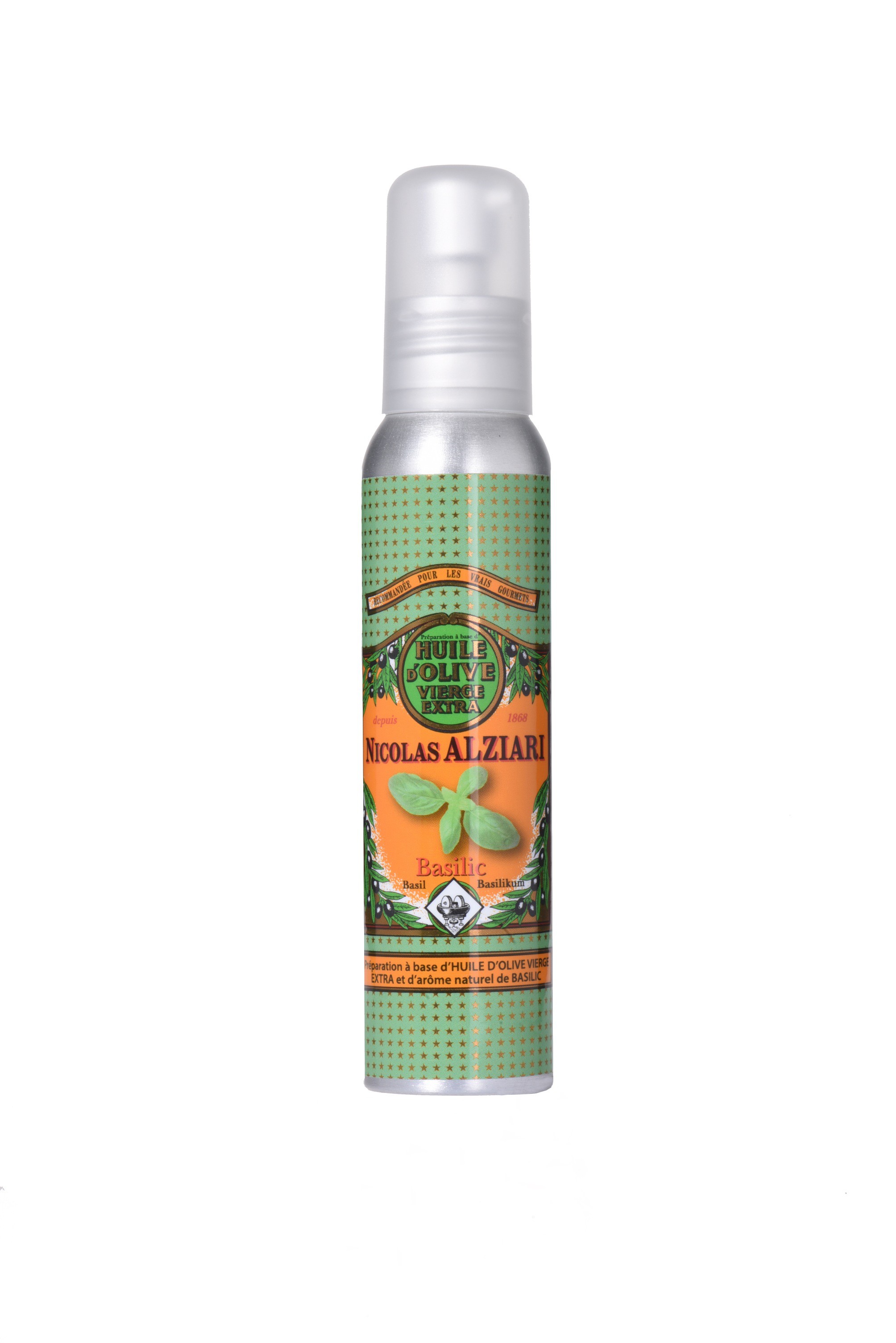 Kulinarische Zubereitung aus Olivenöl mit natürlichem Basilikumaroma (100ml)  (Pumpflasche)