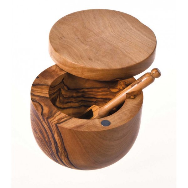 Boite à sel en bois d'olivier