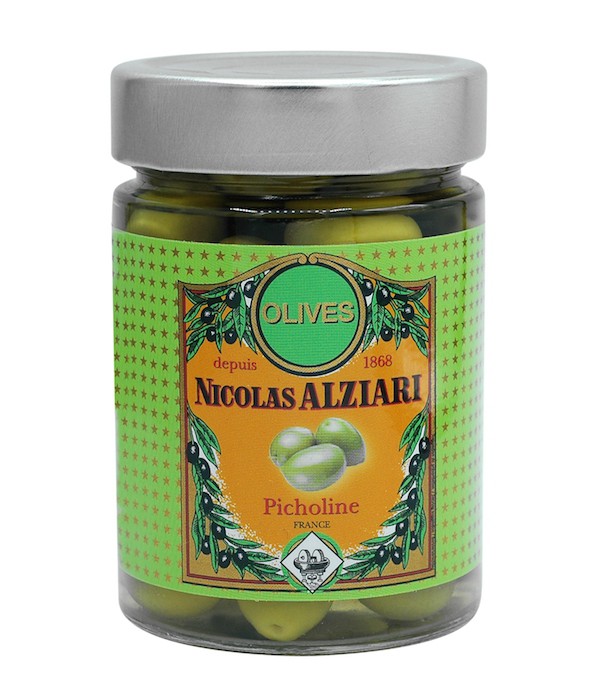 Glas eingelegte grüne Picholine-Oliven 200g