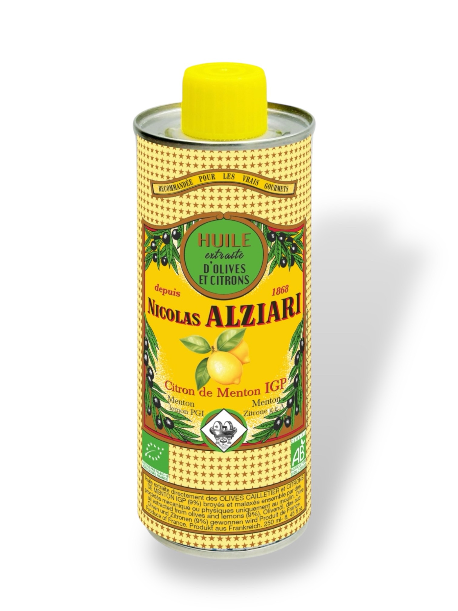 CITRON DE MENTON - Aus Oliven und Zitronen von Menton IGP gewonnenes Öl - 250 ML