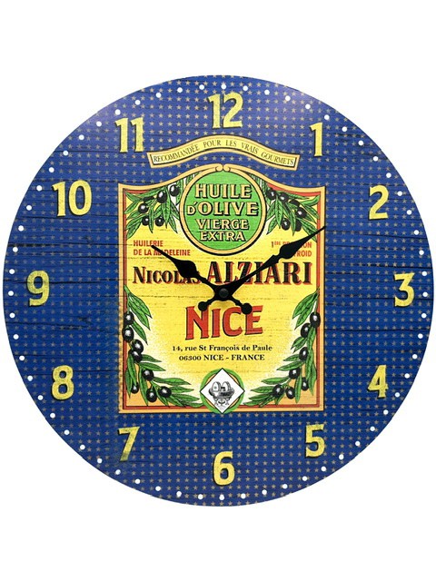 Vintage Nicolas Alziari Schöne Olivenöluhr (Durchmesser: 34 cm)
