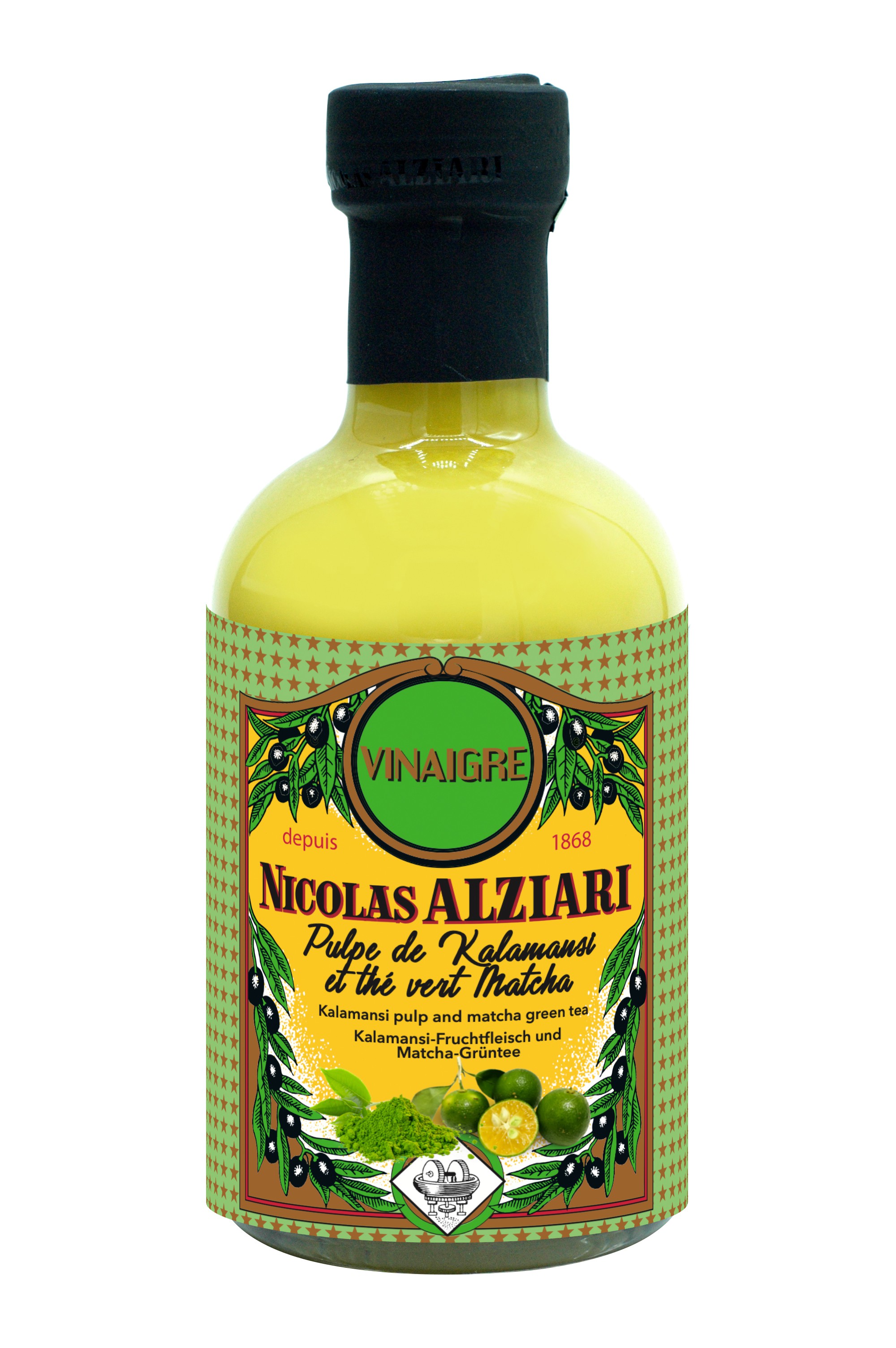 200 ml Flasche Calamansi Fruchtfleisch & Matcha Grüntee - Essig