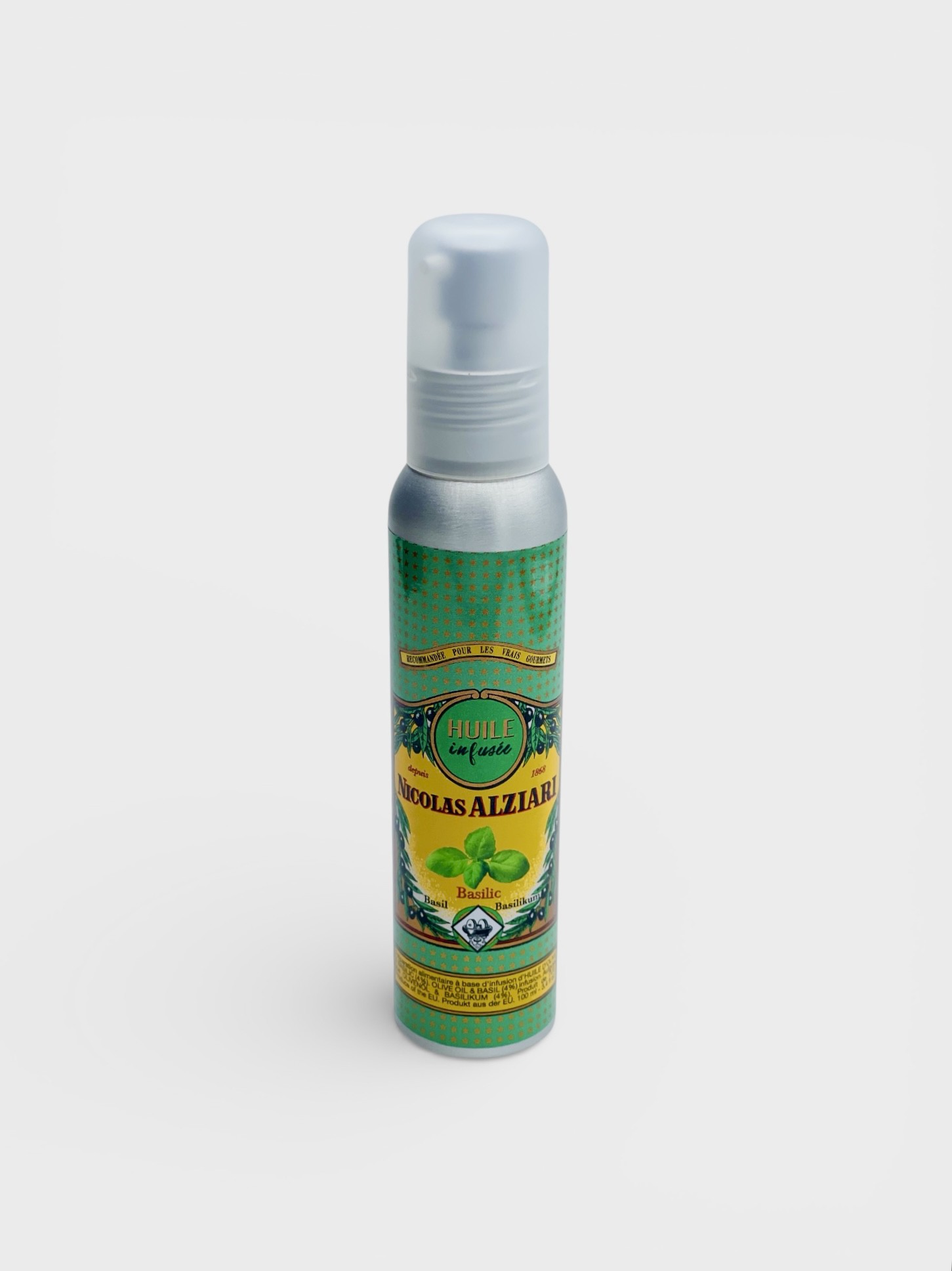 BASILIKUM - Mit BASILIKUM aromatisiertes Olivenöl 100 ml  (Pumpflasche)