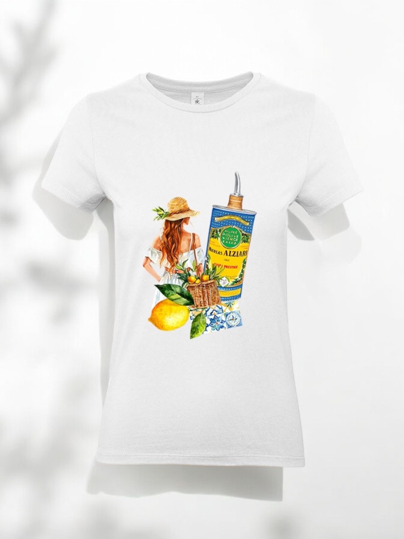 T-SHIRT - DAMEN- NICOLAS ALZIARI - ZITRUSFRÜCHTE - WEISS