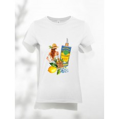 T-SHIRT - DAMEN- NICOLAS ALZIARI - ZITRUSFRÜCHTE - WEISS